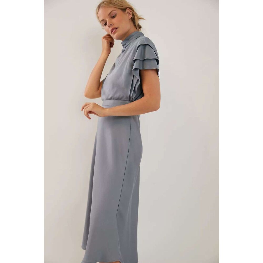 Anthropologie Madeleine Midi Dress in Slate Blue, NWT, size 6